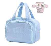 Elouva Toiletry Bag, Large Capacity Wide-Open Travel Cosmetic Bag Organizer, Puffy 4-in-1 Multi-Functional Portable Waterproof for Women Accessory, Essentials, Toiletries (Blue)