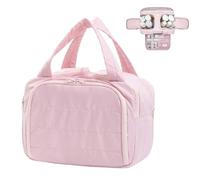 Elouva Toiletry Bag, Large Capacity Wide-Open Travel Cosmetic Bag Organizer, Puffy 4-in-1 Multi-Functional Portable Waterproof for Women Accessory, Essentials, Toiletries (Pink)