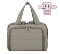 Elouva Toiletry Bag, Large Capacity Wide-Open Travel Cosmetic Bag Organizer, Puffy 4-in-1 Multi-Functional Portable Waterproof for Women Accessory, Essentials, Toiletries (Gray)