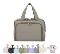 Elouva Toiletry Bag, Spacious Wide-Open Travel Cosmetic Bag with Hygienic Wet/Dry Separation & Upright Bottle Design (Gray)