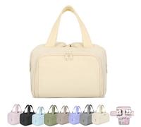 Elouva Toiletry Bag, Spacious Wide-Open Travel Cosmetic Bag with Hygienic Wet/Dry Separation & Upright Bottle Design (White)