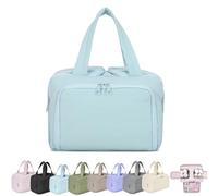 Elouva Toiletry Bag, Spacious Wide-Open Travel Cosmetic Bag with Hygienic Wet/Dry Separation & Upright Bottle Design (Blue)