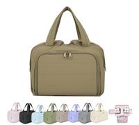 Elouva Toiletry Bag, Spacious Wide-Open Travel Cosmetic Bag with Hygienic Wet/Dry Separation & Upright Bottle Design (Green)