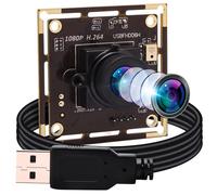 ELP 1080P Web Camera con Microfono, per Windows/Linux/Raspberry Pi, sensore IMX322 Modulo fotocamera USB con obiettivo Fisheye a 100 gradi, laptop, webcam Full HD a bassa illuminazione USBFHD06H-L100