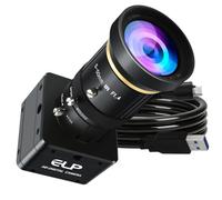 ELP 5MP 60FPS Global Shutter USB3.0 Fotocamera Zoom Manuale Webcam per Computer UVC USB3.0/2.0 CS Mount PC Camera ad alta velocità Lightburn Telecamere Webcam varifocale 5-50mm Zoom 10X Close-up Cam