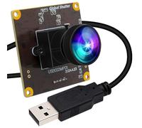 ELP Fotocamera fisheye USB con otturatore globale da 5 MP per computer, incisore laser, streaming live - obiettivo fisheye 170