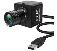ELP Global Shutter - Fotocamera USB 3.0 a colori, webcam con frame rate ultra elevato, risoluzione massima 1920 x 1200 con obiettivo zoom manuale 4X da 2,8-12 mm, Plug and Play per stampante 3D ad