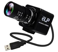 ELP Webcam da 8 megapixel con obiettivo Variofokus HD da 5 a 50 mm, HD Streaming Camera USB compatibile con Windows/Linux/Android Computer Zoom Web Camera Plug & Play per PC desktop