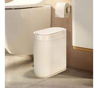 ELPHECO Pattumiera con sensore di movimento, in plastica, impermeabile, con coperchio automatico, per bagno, camera da letto, cucina e ufficio (beige)