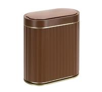 ELPHECO Pattumiera da bagno con coperchio, 2 galloni, coperchio automatico, marrone oro