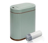 ELPHECO Pattumiera da bagno con coperchio a farfalla, sensore di movimento, cestino per il bagno, decorazione automatica per il bagno, accessori da bagno, cucina, soggiorno, ufficio, verde salvia