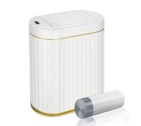 ELPHECO Pattumiera da bagno con coperchio a farfalla, sensore di movimento, cestino per il bagno, decorazione automatica per il bagno, accessori per il bagno, cucina, soggiorno, ufficio, oro bianco