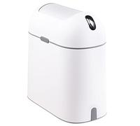 ELPHECO Pattumiera da bagno con sensore di movimento, impermeabile da 2,5 litri, con coperchio a farfalla, cestino per rifiuti da bagno, per camera da letto, cucina e ufficio, bianco con pulsante