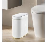 ELPHECO Pattumiera da bagno da 2 galloni in plastica intelligente impermeabile da 7,5 l, cestino per la spazzatura da bagno, decorazione per bagno, pattumiera stretta con coperchio automatico per
