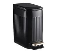 ELPHECO Pattumiera da bagno da 7 litri, pattumiera a pedale con secchio interno, pattumiera a pedale con coperchio a chiusura delicata, elegante pattumiera in acciaio inox per piccoli spazi