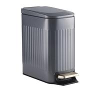 ELPHECO Pattumiera da bagno da 7 litri, pattumiera a pedale con secchio interno, pattumiera a pedale con coperchio a chiusura delicata, elegante pattumiera in acciaio inox per piccoli spazi