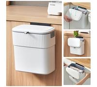 ELPHECO Piccolo cestino per rifiuti sospeso con coperchio per porta dell'armadio da cucina, cestino da cucina da 2,5 galloni per compostaggio sotto il lavandino, cestino per rifiuti in plastica a