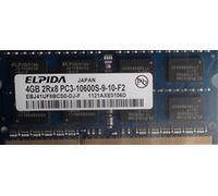 Elpida ebj41uf8bcs0-dj-f notebook SODIMM 4 GB DDR3 PC10600 (1333) Unbuf 1.5 V 2Rx8 512 MX64 204P 256 MX8