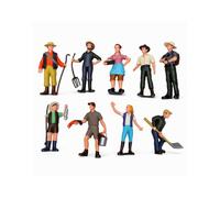 Elprico 9 Pezzi Figure di Contadini, Set Giocattolo di Lavoratori (9 pz) | Include 9 ruoli dettagliati, alti 1,57-3,54 pollici, in plastica solida, adatti a fienili giocattolo in miniatura standard,