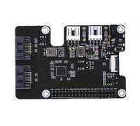 Elprico Adattatore PCIe a SATA a 2 Canali, Compatibile con RasPi 5, Serial ATA 3.0, Supporta il Protocollo del Disco Rigido SATA, Doppi Indicatori LED Integrati Ed EEPROM, HAT +
