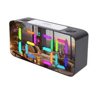 Elprico ANCHE CLOCO Vibrante, Display a Specchio da 7 Pollici con Shaker a Letto e Luce Notturna RGB per Dormienti Pesanti, Anziani (BLACK)