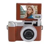 Elprico Camera Digitale 4K per Fotografia, Fotocamera da Vlogging da 64 MP per YouTube con Schermata da 2,8 "180 ° Flip Schermo, Punta e Scatta Camara, 16 Telecamera Vlog retrò per (BROWN)
