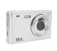 Elprico Camera Digitale da 50 MP 4K con Zoom 16x, Tecnologia AF Autofocus, Luce di Riempimento, Connettore Treppiede, Telecamera Portatile Compatta per Bambini Bambini Adolescenti (SILVER)