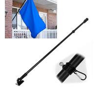 Elprico Kit Asta Portabandiera a Parete, Asta Portabandiera in Acciaio Inossidabile da 1,5 M con Lunghezza Regolabile, Asta Portabandiera Girevole con Base e 2 Anelli Portabandiera per