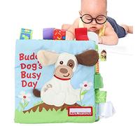 Elprico Libro di Stoffa, Simpatico Sonaglio per Animali, Giocattolo per L'apprendimento Precoce per la Coordinazione Occhio-mano, Storia del Bambino (Modello di cucciolo)