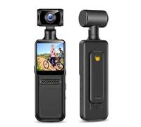 Elprico Mini Action Camera 4K, Action Camera Portatile, Videocamera Tascabile 4K HD con Rotazione di 180°, Abilitata WiFi, per Riprese di Video Vlog di Viaggio con Luce LED, APP per