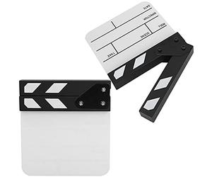 Elprico Mini Clapperboard, Director's Acrilico Clapboard TV Movie Action Scene Board Film Cut Prop con Penna 5.9 * 6.5 * 1 Pollice(Bianco Nero)