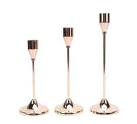 Elprico Portacandele Conici, Supporti per Candelieri in Ferro Vintage da 3 Pezzi Set di 3 Centrotavola da Tavolo di Diverse Altezze con Base Stabile, per Decorazioni per Caminetti di Nozze (GOLD)