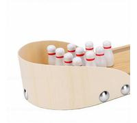 Elprico Set da Gioco Mini Bowling da Tavolo, Gadget di Decompressione Giocattolo per Scrivania da Ufficio in Legno per la Casa con 10 Birilli e Sfera di Metallo, per Adulti Adolescenti Bambini