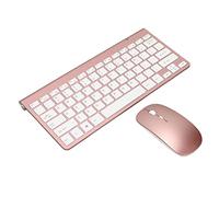 Elprico Set mouse wireless per tastiera, 2,4 G, USB, sottile tasto muto ergonomico per computer (oro rosa)