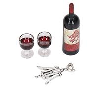 Elprico Set Vino Rosso per Casa delle Bambole Accessori in Miniatura per la Decorazione della Casa delle Bambole Scala 1/12 Resina Ecologica e Metallo 20 Pezzi