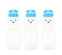 Elprico Tazza con Cannuccia Honey Bear, Bottiglia con Orsetto per Succo Cannucce Lunghe, Bottiglie con Beccuccio Riutilizzabili in PE PP da 230 Ml per Allenamento Alla Parola e (Berretto blu)