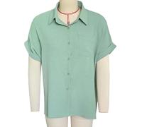 Elprico Top Elegante a Maniche Corte con Colletto Risvoltato in Colori Puri per Donna, Donna, Viaggio, attività All'aperto, Lavoro, Casa [95% Poliestere, 5% Poliuretano] (L)