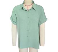 Elprico Top Elegante a Maniche Corte con Colletto Risvoltato in Colori Puri per Donna, Donna, Viaggio, attività All'aperto, Lavoro, Casa [95% Poliestere, 5% Poliuretano] (2XL)