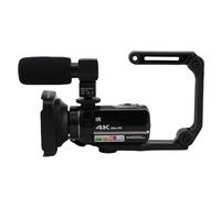 Elprico Videocamera 4K Videocamera da 64 MP per YouTube Touch Screen da 3,0" Zoom Digitale 18X con Microfono Stereo Esterno, Telecomando, Paraluce, Stabilizzatore Portatile, Scheda