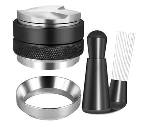 Elqubkan Kit di accessori per espresso da 51 mm: distributore di caffè e livellatore, strumento WDT e imbuto dosatore.