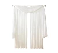Elrene Atena Set di Tende e mantovana per Finestra in Finta Seta con Filtro a Luce e Sciarpa, 132,1 x 213,4 cm, Bianco, Tessuto, 52"x84" (2 Panels) & 1 Valance