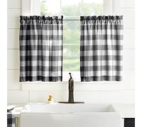 Elrene Buffalo - Set di 2 ripiani da cucina, 100% cotone, colore: Nero/Bianco, 76,2 x 91,4 cm