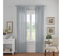 Elrene Crushed Semi-Sheer Adjustable Tie Top Tenda per Finestra a Pannello Singolo, Tessuto, Colore: Blu Chiaro, 52" x 95" (1 Panel)