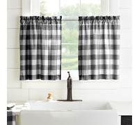 Elrene Home Fashions Buffalo Check Window Kitchen Set, Cotone, Nero/Bianco, 76,2 x 61 cm (set di 2 ripiani)