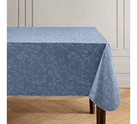Elrene Home Fashions Camile - Tovaglia in vinile damascato resistente all'acqua e alle macchie, motivo floreale, con retro in flanella, 132 x 178 cm, rettangolare, colore: blu