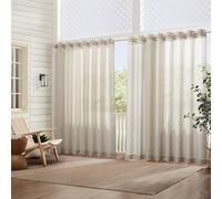 Elrene Home Fashions Carmen - Tenda a pannello trasparente extra larga e resistente alle intemperie per interni ed esterni, con fermatenda coordinati, per portico, pergolato, patio, terrazza, 295 x