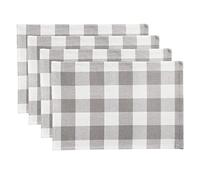 Elrene Home Fashions - Collezione Farmhouse Living Buffalo Check Zerbini (4) 13" x 19" (Placemats) Gray/White