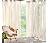 Elrene Home Fashions Darien Weatherproof Tab-Top Sheer Solid Color Indoor/Outdoor Curtain Panel for Porch, Pergola, Patio, Deck, 52”W x 108”L, Ivory