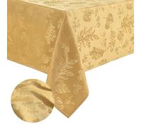 Elrene Home Fashions - Elegante tovaglia in tessuto jacquard damascato con foglie, 152,4 x 259,1 cm, oblunga, colore: oro