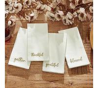 Elrene Home Fashions Harvest Fall Sentiment - Set di 4 tovaglioli ricamati, 43 x 43 cm, colore: avorio